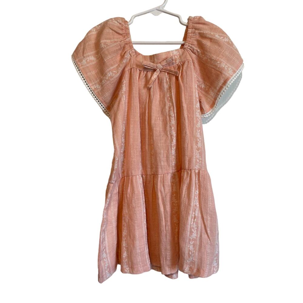 Jessica Simpson peach 3/4 sleeve, bohemian dress tiered cotton Size 3T.